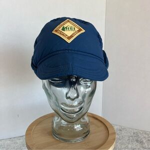 REI Navy Blue Quilted Cap with Tan Logo Patch